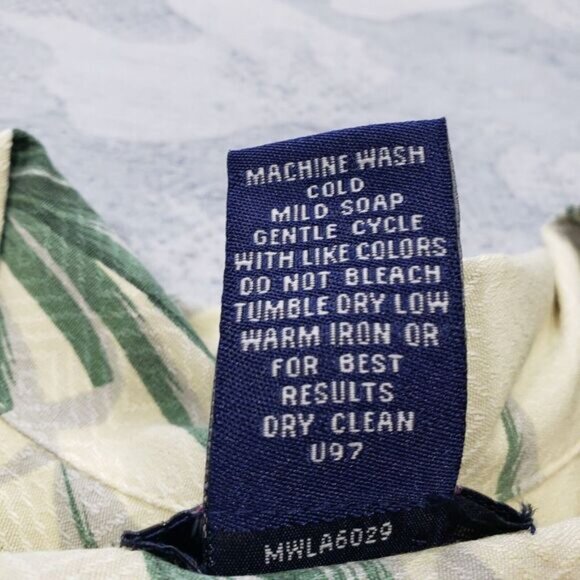 G.H. Bass Hawaiian Shirt Mens Medium Yellow 100% Silk Hibiscus Short‎ Sleeve - Picture 5 of 9